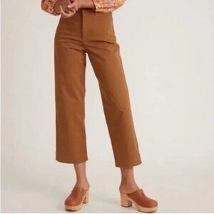🤎 Marine Layer Wide‎ Leg Chino Pants Camel Brown Cropped 26” Inseam Size 8 ✨